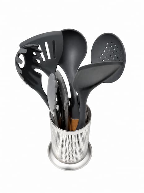 Juego de Utensilios Para Cocina de Silicón con Mango de Madera -7 Piezas - Imagen 2