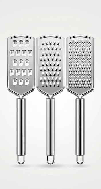 Set de 3 Ralladores de Cocina de Acero Inoxidable
